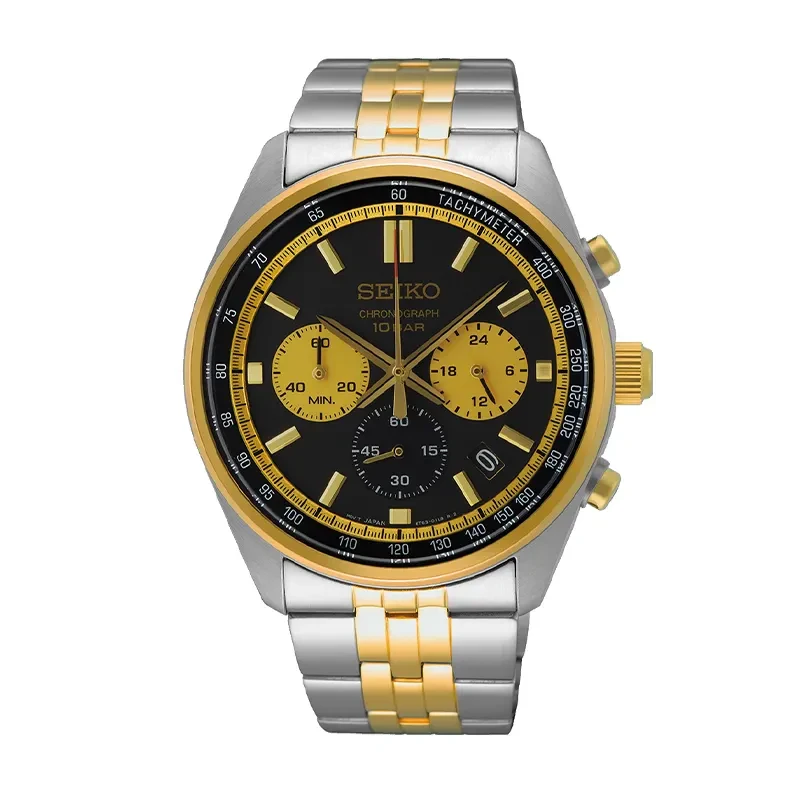 Seiko Chronograph Black Dial Two-Tone Men's Watch- SSB430P1